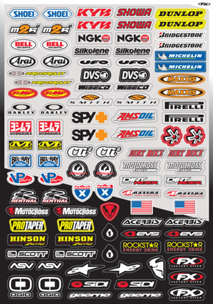 Factory Effex Fx 2015 Sponsor/Logo Sticker Sheets Micro Sponsor Kit 10-68014