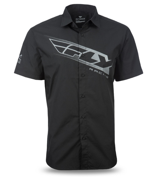 Fly Racing Fly Pit Button Up Shirt Black/Grey Md 352-6190M