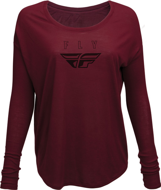 Fly Racing Women'S Fly Logo Long Sleeve Tee Maroon Sm 356-4042S