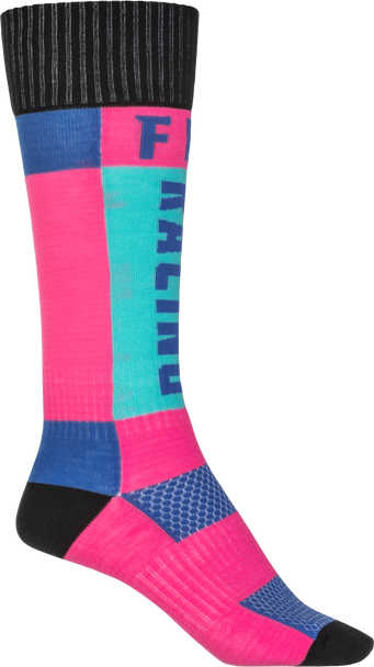 Fly Racing Mx Socks Thick Pink/Blue Sm/Md 350-0551S