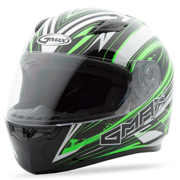 Gmax Ff-49 Full-Face Warp Helmet White/Hi-Vis Green Md G7491675 Tc-23