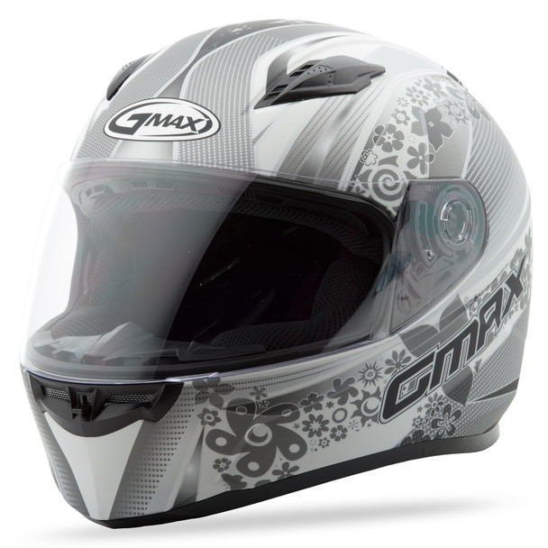 Gmax Ff-49 Full-Face Elegance Helmet Matte White/Silver Lg G7492246 Tc-12F