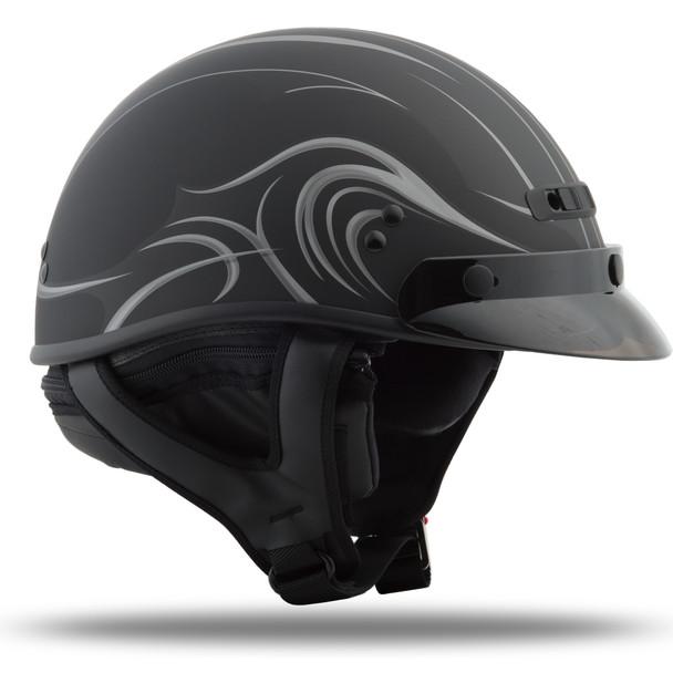 Gmax Gm-35 Half Helmet Full Dressed Derk Matte Black Md G1235195 F.Tc-12