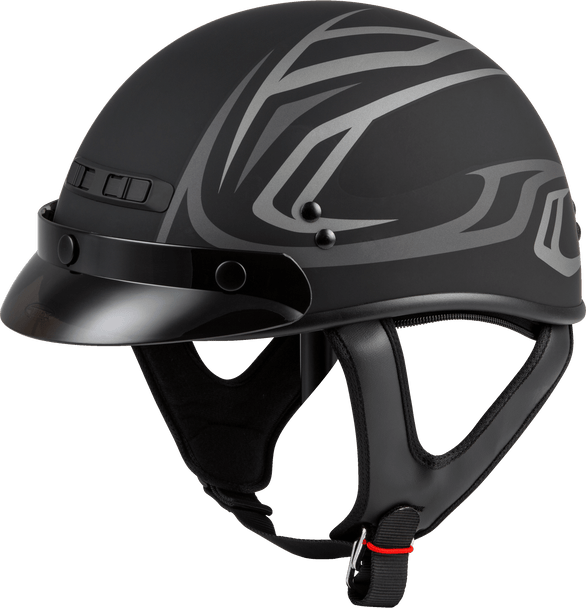 Gmax Gm-35 Half Helmet Full Dressed Derk Matte Black/Silver Xs G1355393