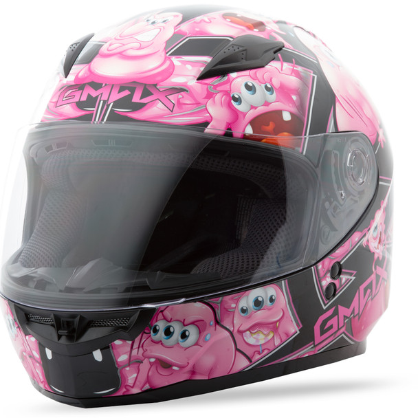 Gmax Gm-49Y Full Face Helmet Attack Black/Pink Ym G7494401