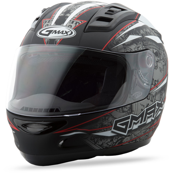 Gmax Gm-69 Full-Face Mayhem Helmet Matte Black/Silver/Red 2X G7693208 Tc-1