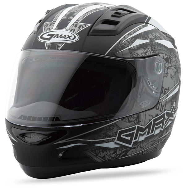 Gmax Gm-69 Full-Face Mayhem Helmet Matte Black/Silver/White 2X G7693458 Tc-17