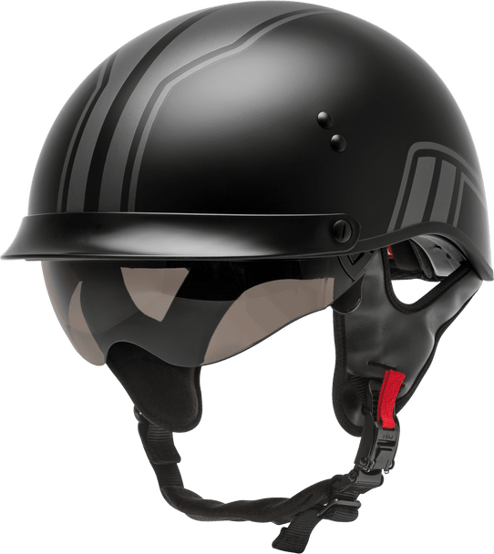 Gmax Hh-65 Half Helmet Full Dressed Twin Matte Black/Silver Lg H9651816