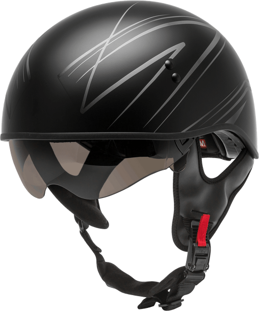Gmax Hh-65 Half Helmet Torque Naked Matte Black/Silver Lg H1651076