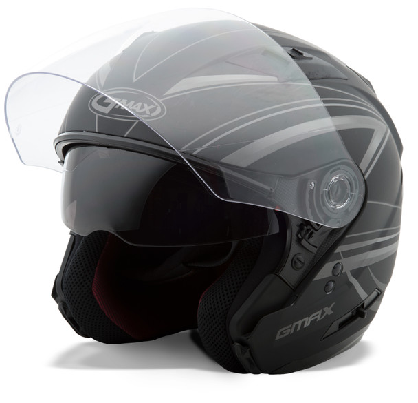 Gmax Of-77 Open-Face Derk Helmet Matte Black/Silver Lg G3773396 Tc-12F