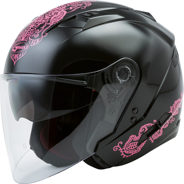 Gmax Of-77 Open-Face Eternal Helmet Black/Pink Sm G3775404