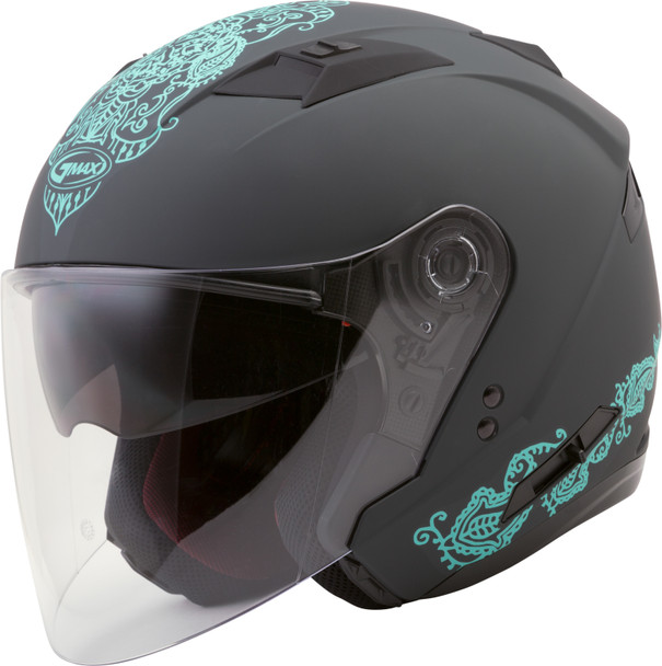 Gmax Of-77 Open-Face Eternal Helmet Matte Grey/Teal Xs G3775263