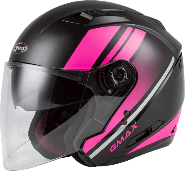 Gmax Of-77 Open-Face Reform Helmet Matte Black/Pink/Silver Md O1776345