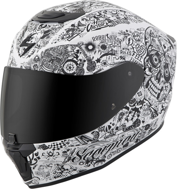 Scorpion Exo Exo-R420 Full-Face Helmet Shake White Lg 42-1335