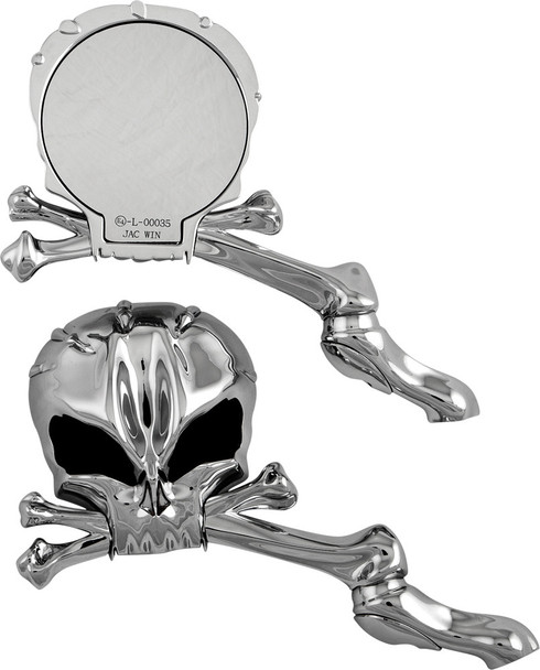 Harddrive Skull Head Mirror Set Chrome M60-6355