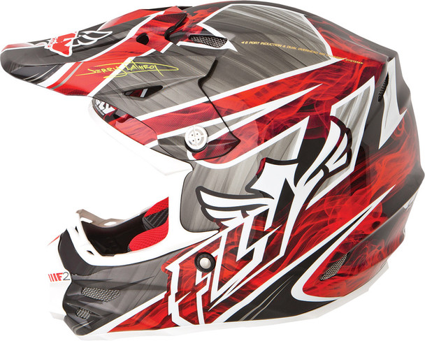 Fly Racing F2 Carbon Acetylene Helmet White/Red M 73-4152M