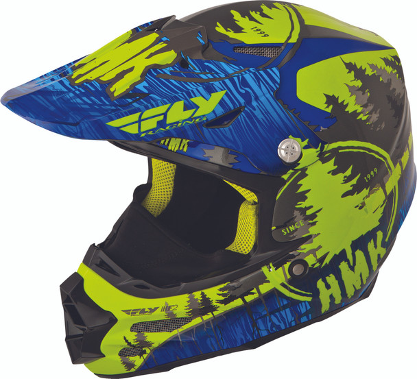 Fly Racing F2 Carbon Hmk Pro Stamp Helmet Blue/Green 2X 73-49232X