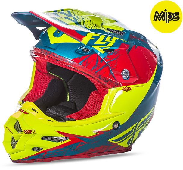 Fly Racing F2 Retrospec Helmet Red/Hi-Vis Xs 73-4223Xs