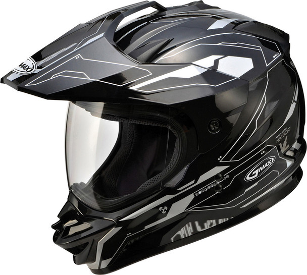 Gmax Gm-11D Dual Sport Helmet Black/Silver 2X G5111028 Tc-5