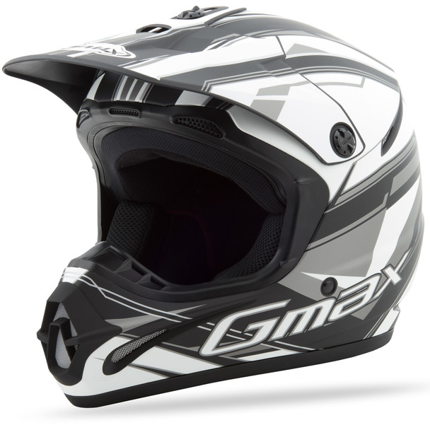 Gmax Gm46.2X Traxxion Helmet Flat Black/White/Silver 3X G3463439 Tc-17F