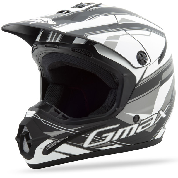 Gmax Gm46.2X Traxxion Helmet Flat Black/White/Silver X G3463437 Tc-17F
