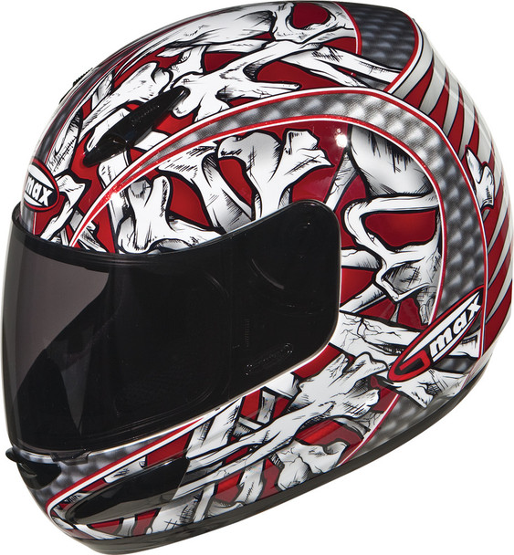 Gmax Gm-48 Full Face Bones Red/White/Silver/Black Xs G948203 Tc-1