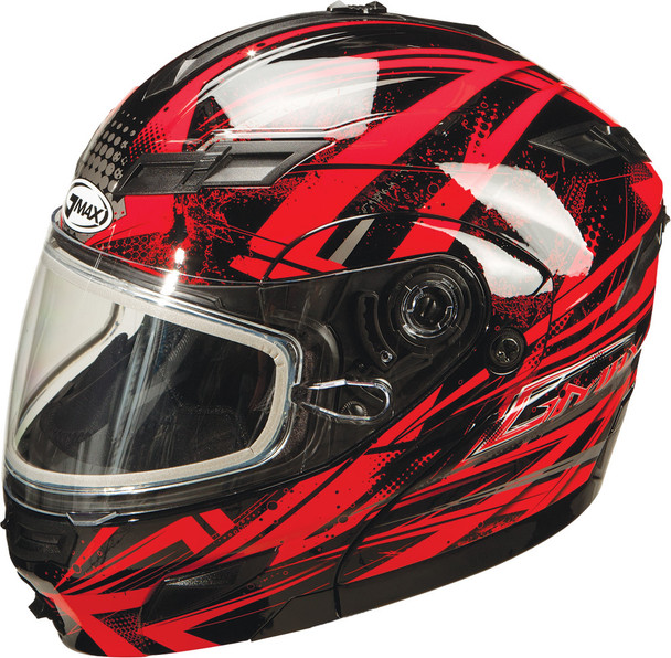 Gmax Gm-54S Modular Helmet Black/Red/Silver 3X G2544209 Tc-1