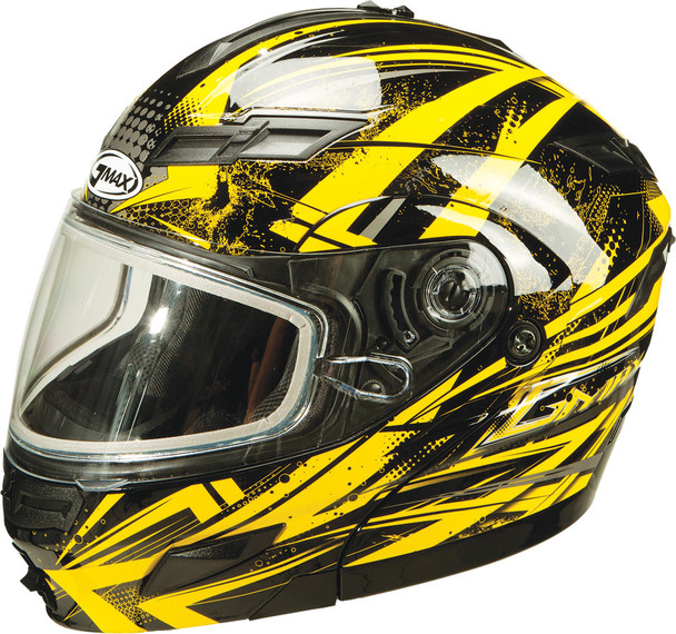 Gmax Gm-54S Modular Helmet Black/Yellow/Silver 3X G2544239 Tc-4