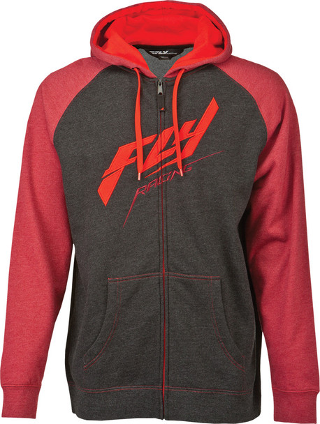 Fly Racing Raglan Zip Up Hoodie Burgundy/Heather 2X 354-01882X