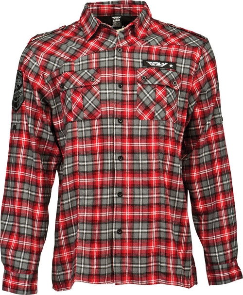 Fly Racing Mil Spec Flannel Shirt Red/Grey L 352-6112L