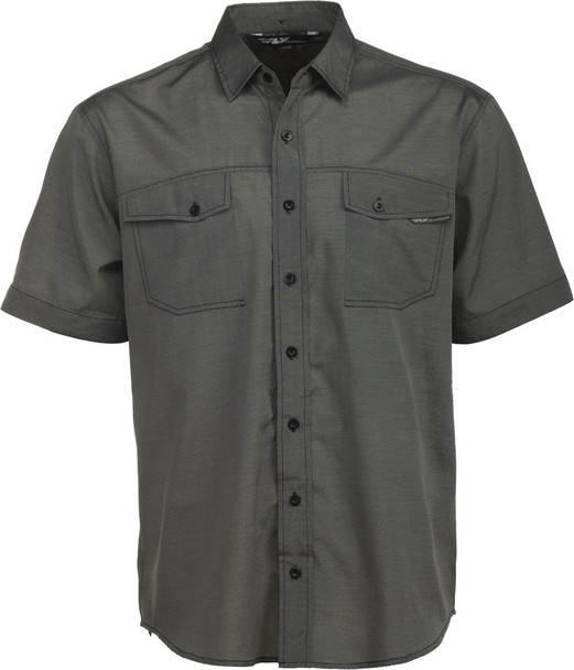 Fly Racing Polish Button-Up Shirt Grey X 352-6136X