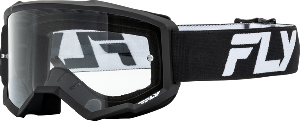 Fly Racing Focus Goggle Black/White W/ Clear Lens 37-51152