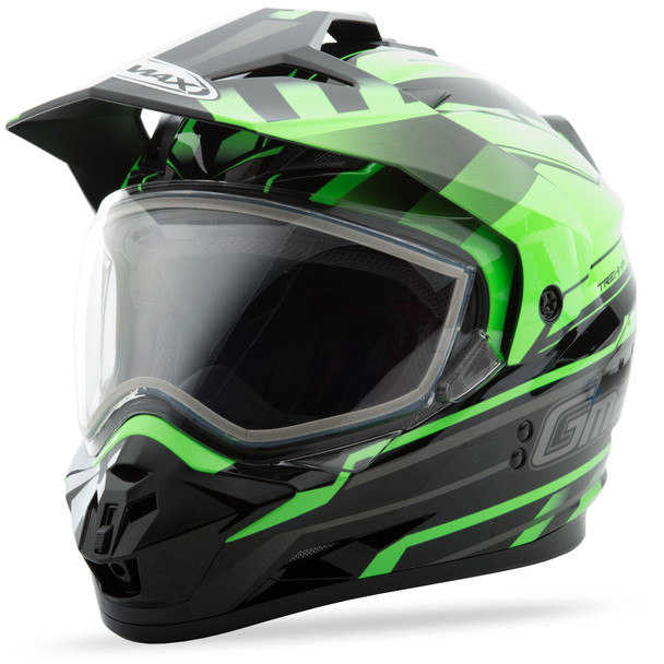 Gmax Gm-11S Dual-Sport Trekka Snow Helmet Black/Hi-Vis Green Xs G2116673 Tc-23