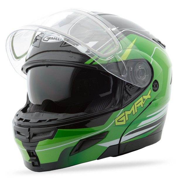 Gmax Gm-54S Modular Terrain Snow Helmet Black/Green Md G2546225 Tc-3