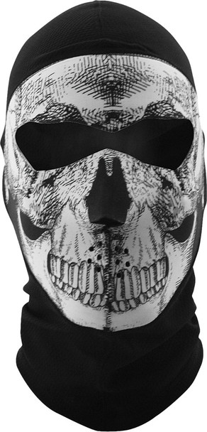 Zan Balaclava Coolmax Extreme Full Mask B&W Skull Wbc002Nfme