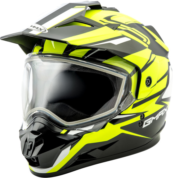 Gmax Gm-11 Dual-Sport Vertical Snow Helmet Black/Hi-Vis 2X G2111688 Tc-24