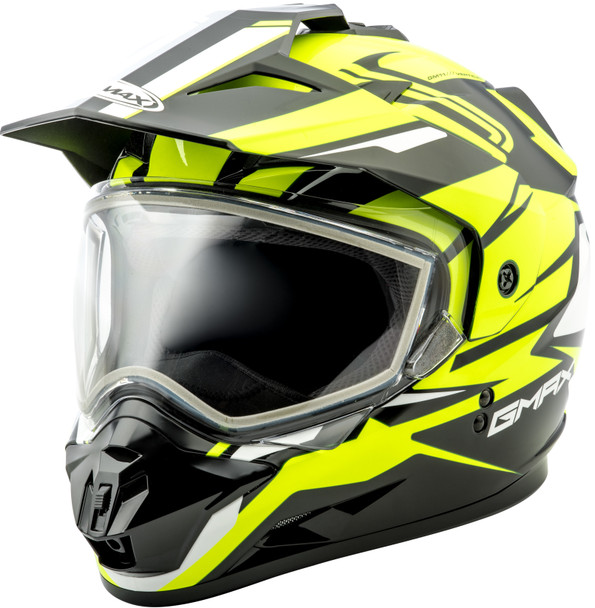 Gmax Gm-11 Dual-Sport Vertical Snow Helmet Black/Hi-Vis Lg G2111686 Tc-24