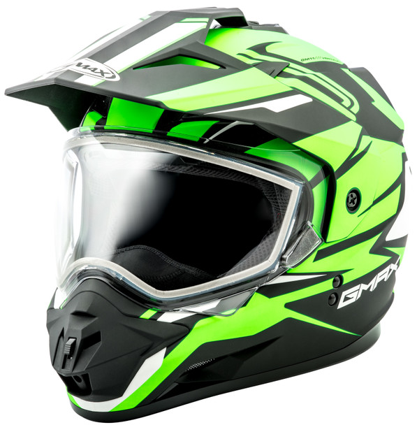 Gmax Gm-11S Dual-Sport Vertical Snow Helmet Blk/Neon Green Md G2111675 F.Tc-23