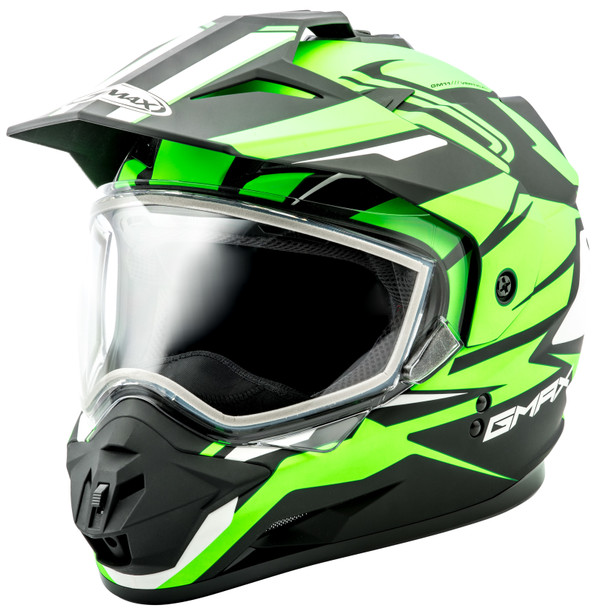 Gmax Gm-11S Dual-Sport Vertical Snow Helmet Blk/Neon Green Xs G2111673 F.Tc-23