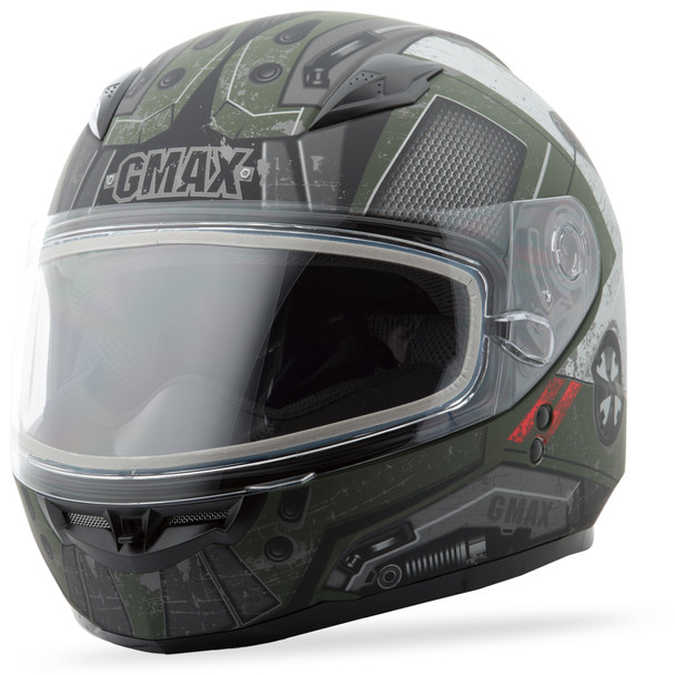 Gmax Gm-49Y Snow Helmet Trooper Matte Black/Od Green Yl G2495712 Tc-13