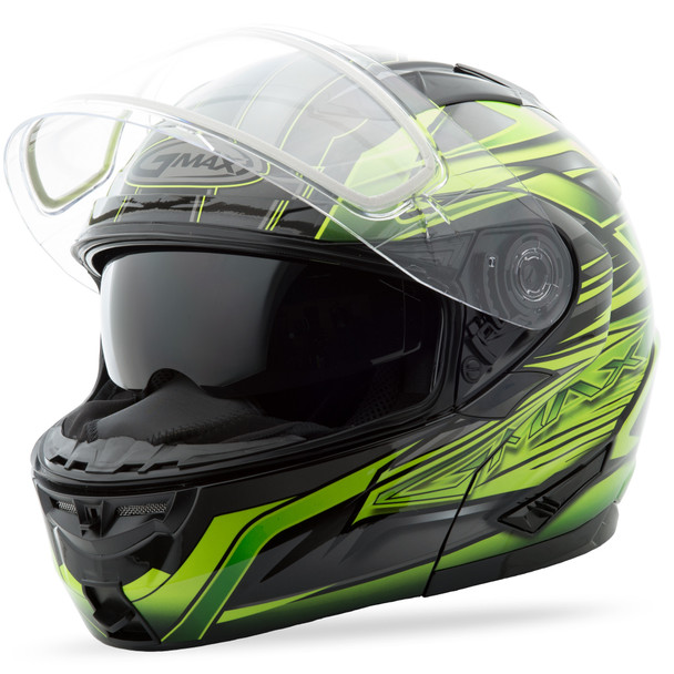 Gmax Gm-64S Modular Carbide Snow Helmet Black/Green Xl G2641227 Tc-3