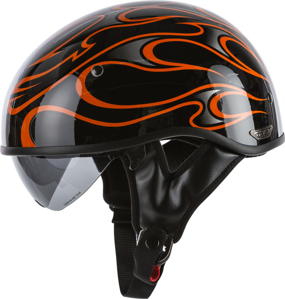 Fly Racing .357 Flame Half Helmet Gloss Orange Lg 73-8214-4