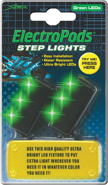Streetfx Step Lights Black W/Green Led 2/Pk 1043043