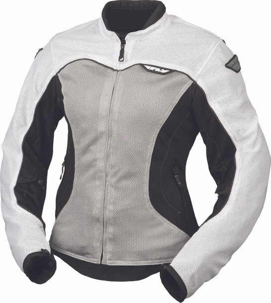 Fly Racing Women'S Flux Air Mesh Jacket White/Silver Lg #5948 477-8037~4