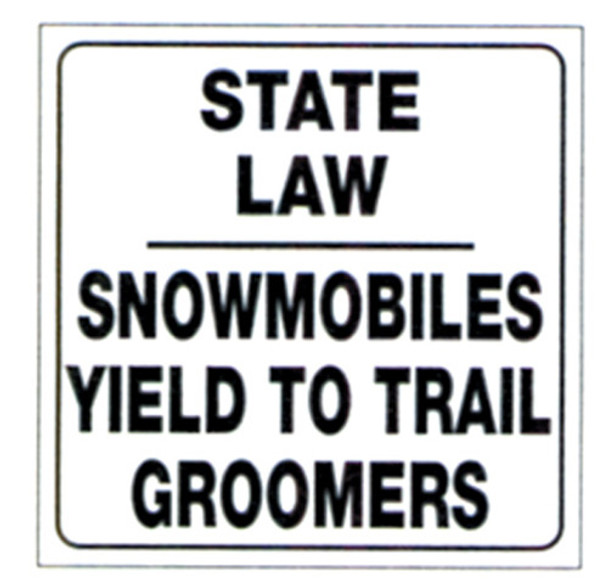 Voss Signs White Plastic Reflective Sign 12" - Snowmobiles Yield 494Slg