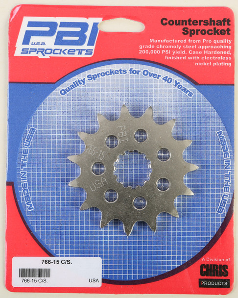 Pbi Front Cs Sprocket Steel 15T-525 Kaw/Suz/Tri/Yam 766-15