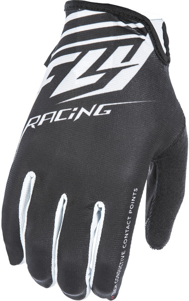 Fly Racing Media Gloves Black/White Sz 8 350-07408