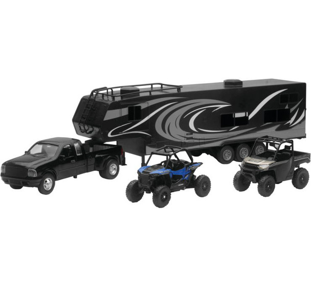 New Ray Toys Dually With Toy Hauler Black 37046