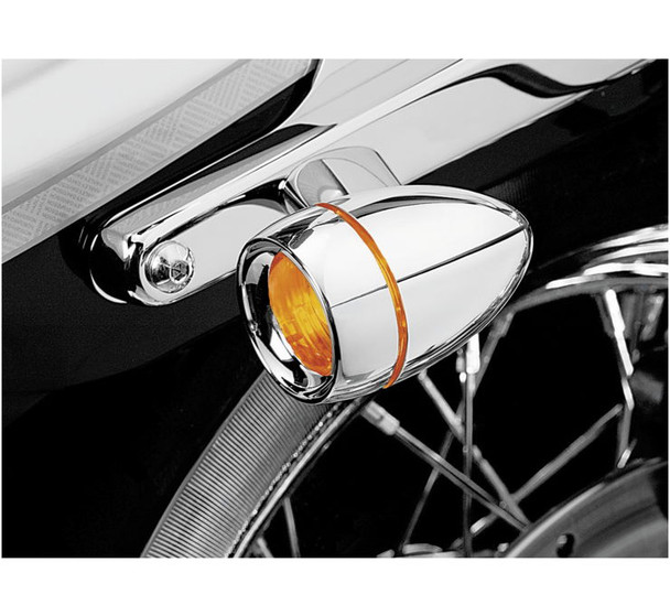 Kuryakyn Deep Dish Bezels with Lenses for Bullet Turn Signals Amber 2108