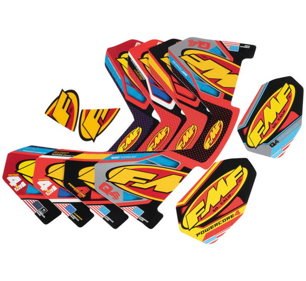 FMF Muffler and Silencer Replacement Decals Red/Yellow/Blue 14851